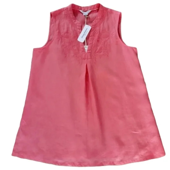๐ NWT TOMMY BAHAMA Embroidered Tunic Women's Size S/P Top Tutti Frutti Peach ๐ - Picture 7 of 10
